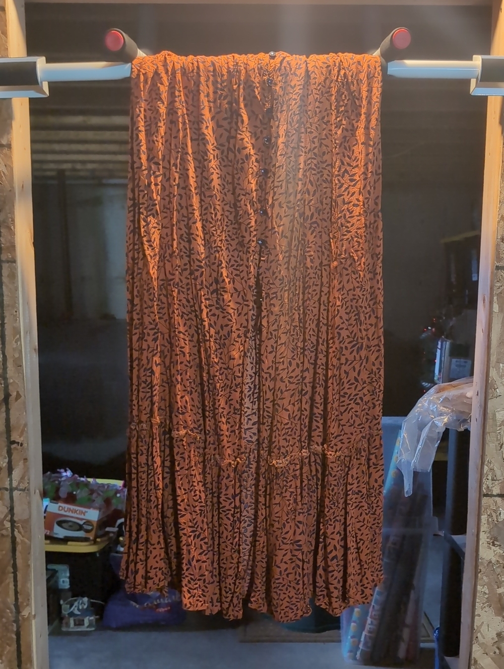 Cupshe Rust Orange Printed Tiered Maxi Skirt